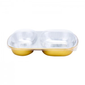 AP850B 2-Compartment sealable printed disposable ABLPACK Aluminum Foil tray container mould with Sealer Lid honey jam sauce dessert pastry hineni arika 1oz