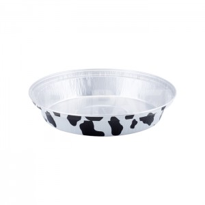 AP275A AP275B Round microwave oven safe lacquer printed smooth wall aluminum foil baking cup container mould for cupcake tiramisu muffin yogurt